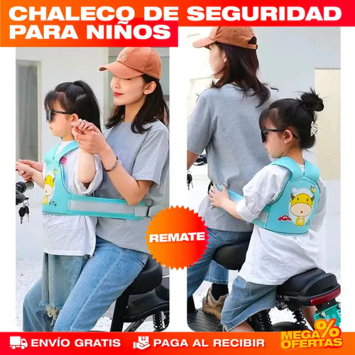 SafeRide™ CHALECO SOPORTE DE SEGURIDAD PARA NIÑOS - MOTO, BICICLETA Y MÁS