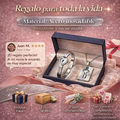La Llave de Mi Corazón 💖 Collar + Pulsera  y envío GRATIS
