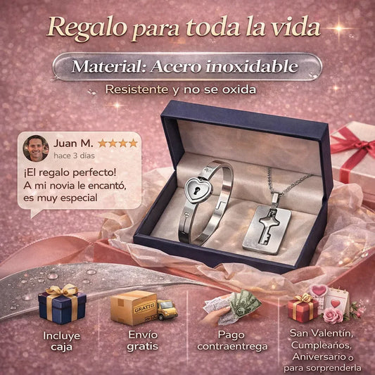 La Llave de Mi Corazón 💖 Collar + Pulsera  y envío GRATIS