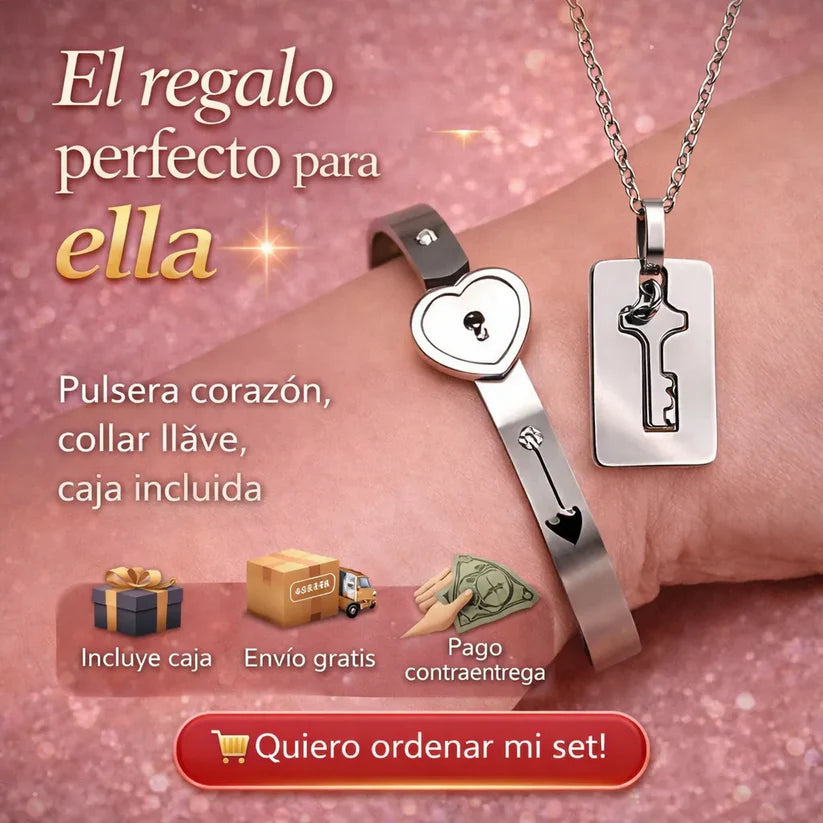 La Llave de Mi Corazón 💖 Collar + Pulsera  y envío GRATIS