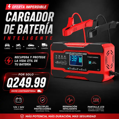 Cargador de Batería Inteligente 12V/24V para Carro, Moto y Camión