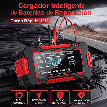 Cargador de Batería Inteligente 12V/24V para Carro, Moto y Camión