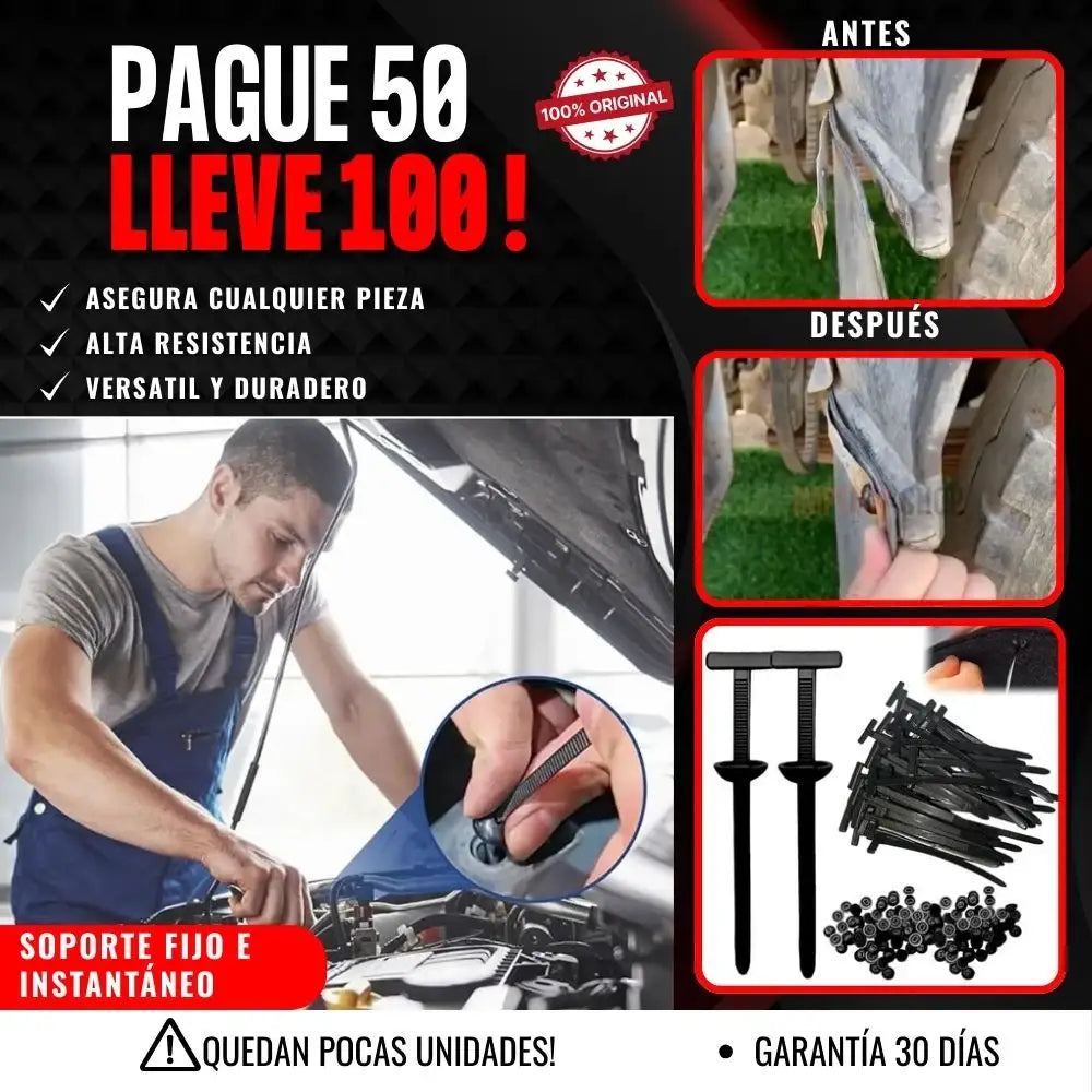 Pack Clips Universal de Fijación Automotriz PAGA 50 LLEVA 100