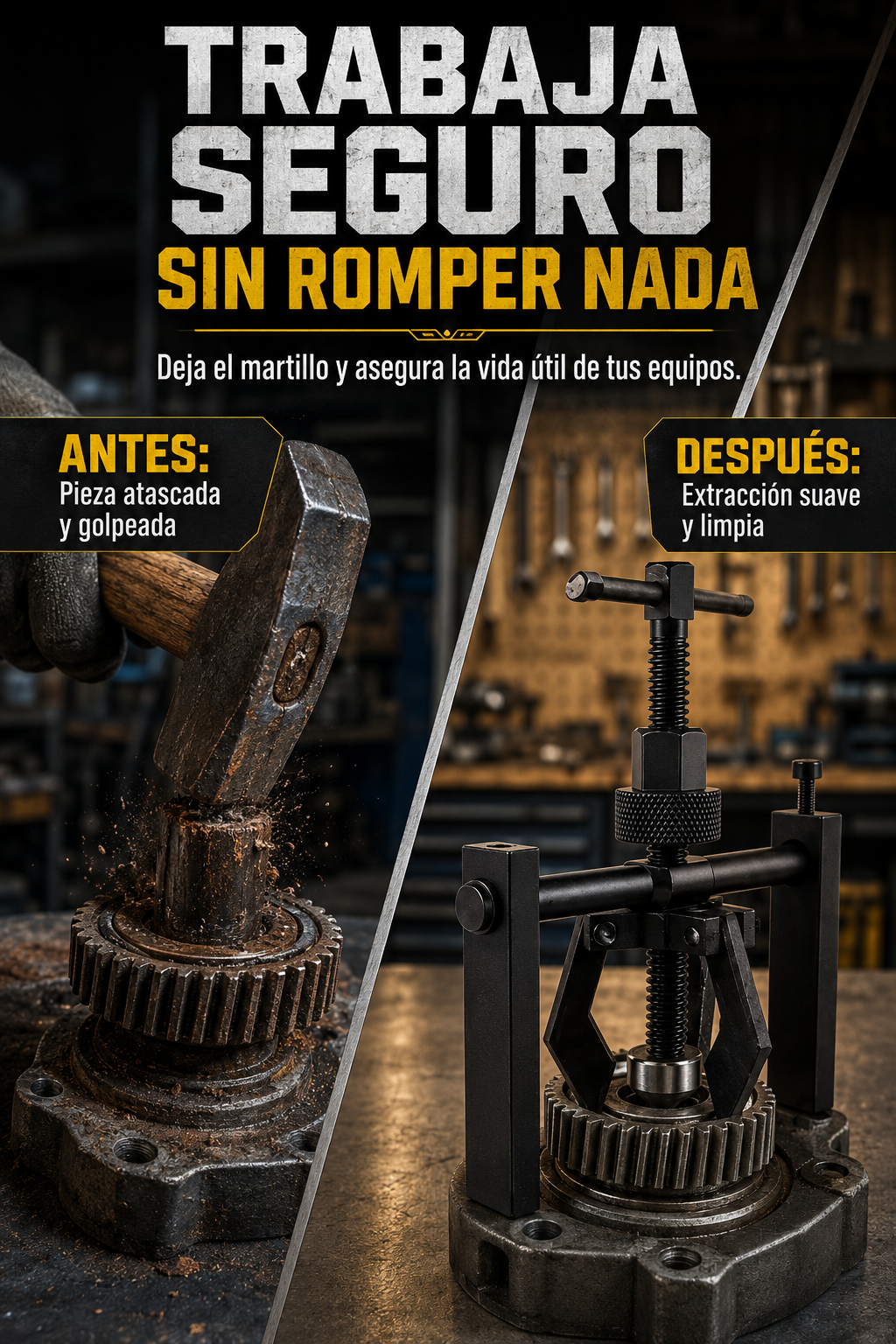 Antes y despues extractor de rodamientos