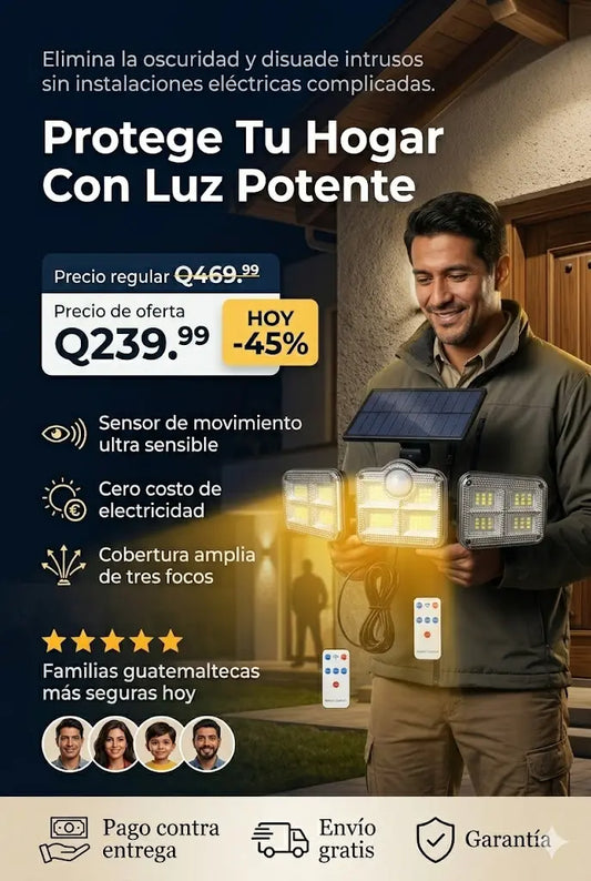 LAMPARA SOLAR 3 FOCOS CON SENSOR