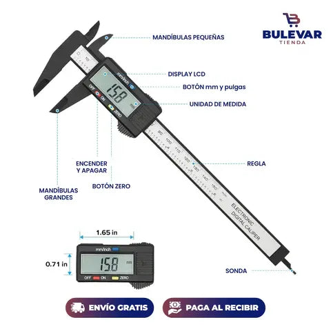 Mide Sin Errores ni Confusiones – Calibre Digital Electrónico Preciso + Envío Gratis