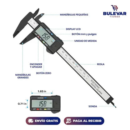 Mide Sin Errores ni Confusiones – Calibre Digital Electrónico Preciso + Envío Gratis