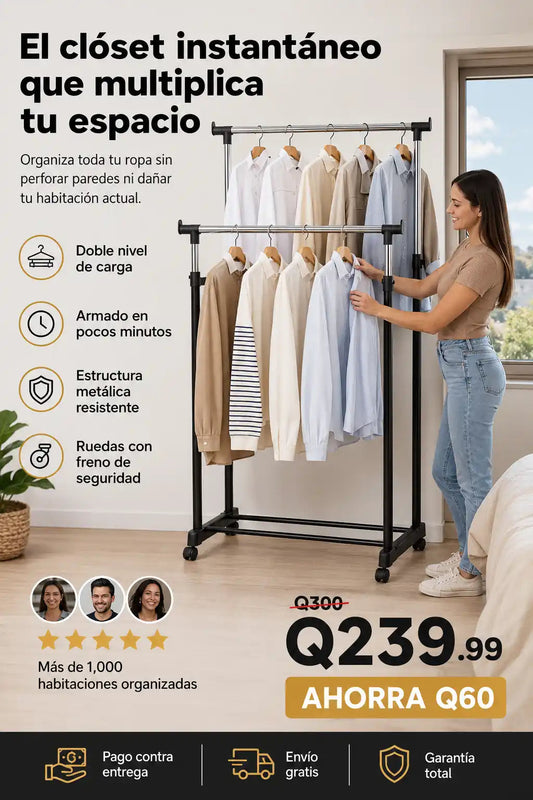 Perchero De Ropa Doble Nivel